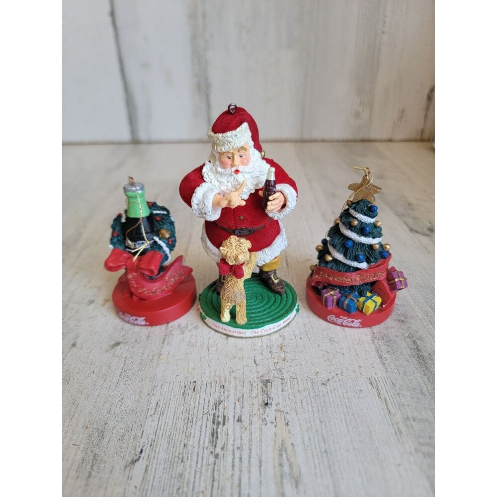 Vintage Carlton coca cola Santa coke tree ornament Xmas set‎ unique
